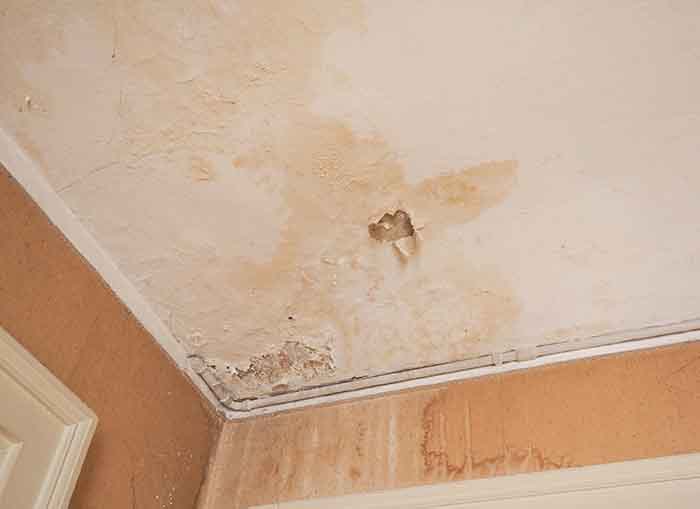 water leaks disrepair, damage caused by damp and moisture on a ceiling