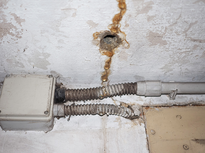 faulty electrical wiring caused by water leaks