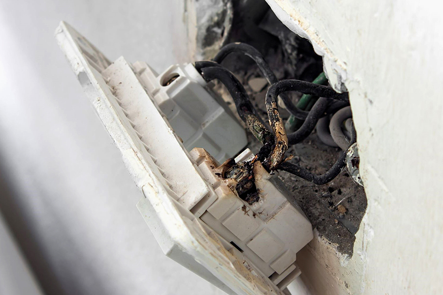 Faulty electrical wiring housing disrepair, faulty socket